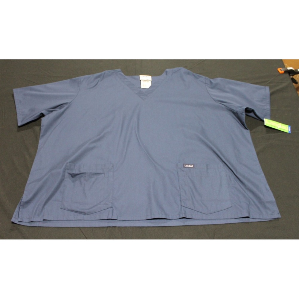Landau Scrub Top Womens 5XL NWT Blue Medical Uniform V-Neck 8219